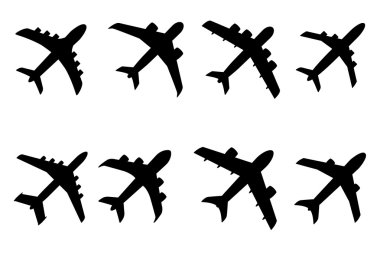 Farklı uçak sembolleri vektör kümesi.