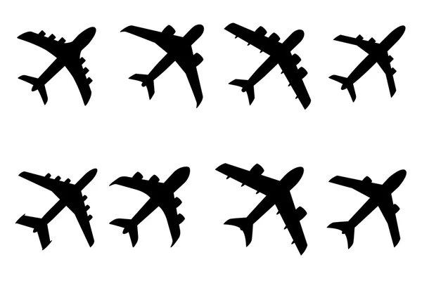 Conjunto vetorial de diferentes símbolos de avião . —  Vetores de Stock