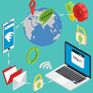 Web izometrik çevrimiçi güvenlik veri koruma güvenli bağlantı şifreleme antivirus