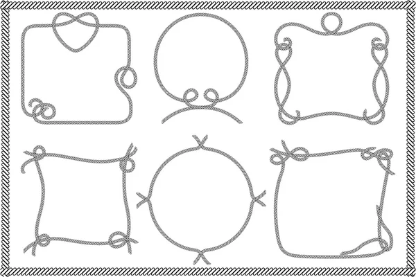 Conjunto de molduras de corda antigas em diferentes estilos únicos —  Vetores de Stock