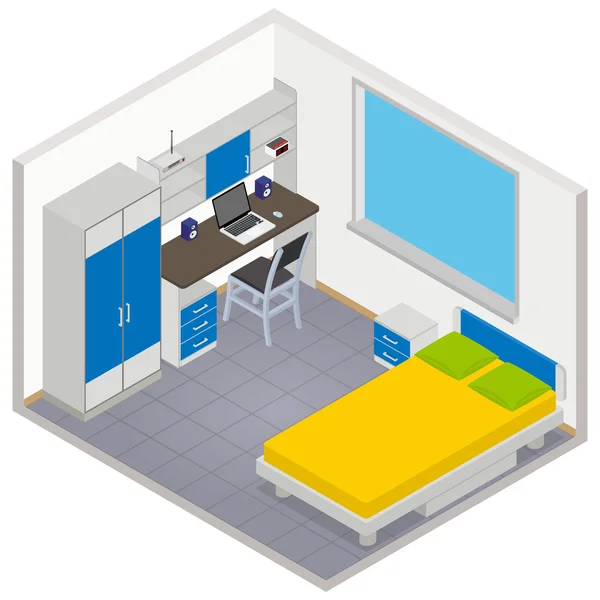 Vector ícono de habitación para niños isométricos — Vector de stock