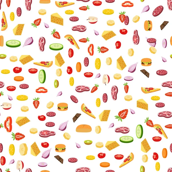 Vector sömlös färg mönster vanliga livsmedel — Stock vektor