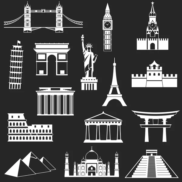 World famous buildings abstract silhouettes Vector Graphics