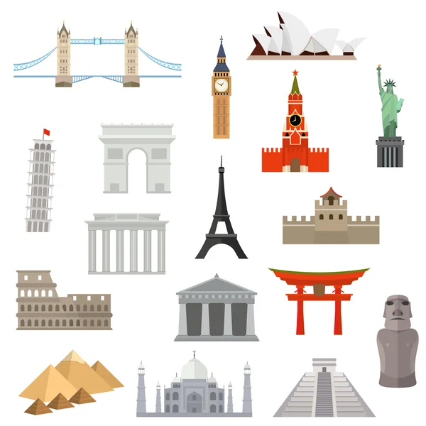 Krajach świata wektor logo projekt szablonu. ikony architektury, zabytek lub punkt orientacyjny. — Wektor stockowy