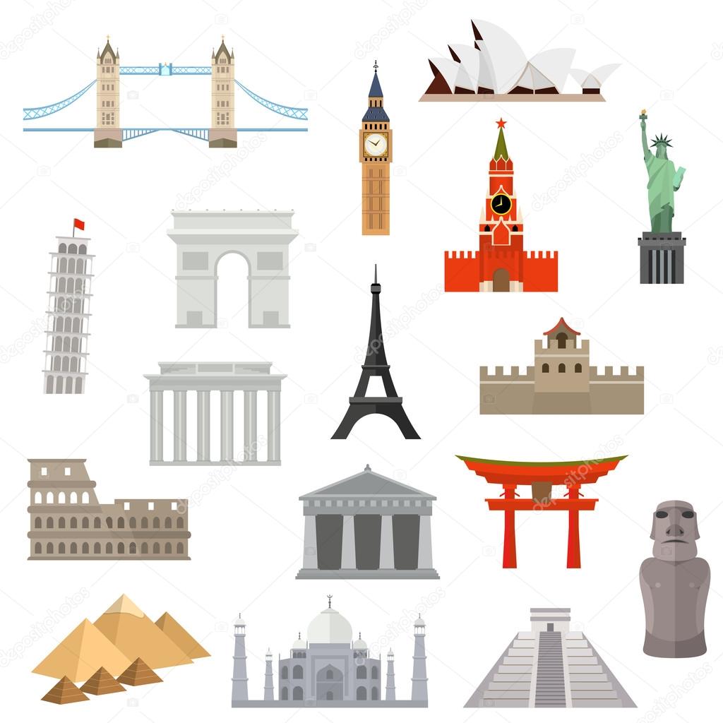Countries of the world vector logo design template. architecture, monument or landmark icon.