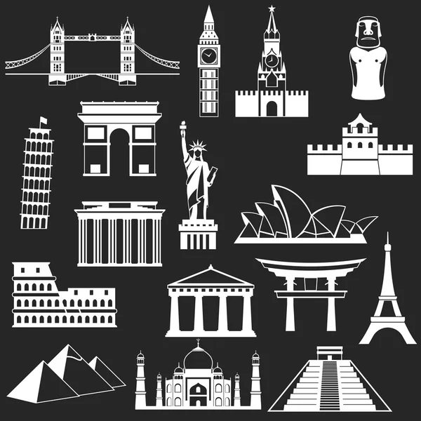 Edificios de fama mundial siluetas abstractas — Vector de stock