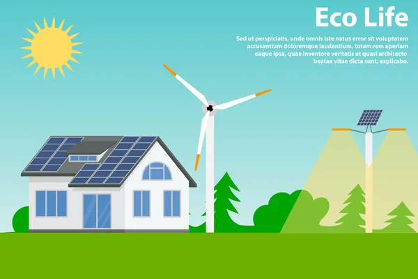 Zachování životního prostředí a využívání obnovitelných zdrojů energie — Stockový vektor