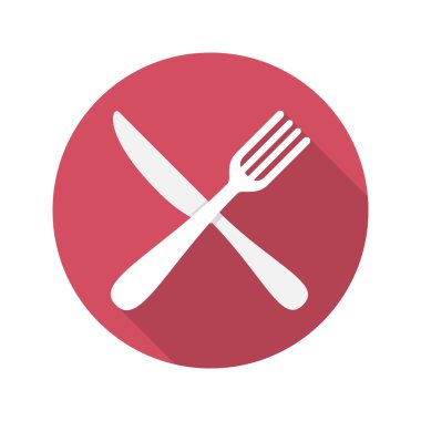 Çatal ve bıçak simgesi uzun gölge ile