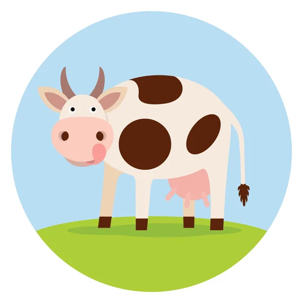 Смішна корова на полі - векторна іконка — стоковий вектор