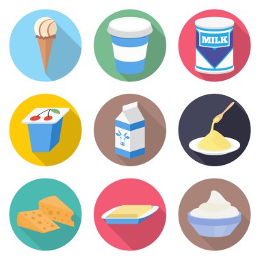 Süt ürünleri vektör Icon set