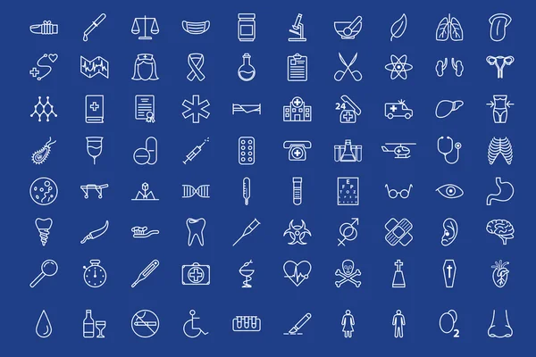 Conjunto de 80 iconos de esquema médico — Vector de stock