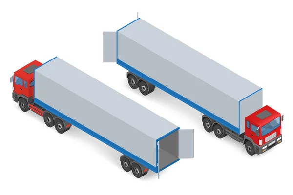 Isometrischer roter LKW ohne Anhänger — Stockvektor