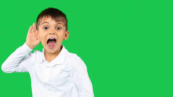 Kroppsspråk Känslor Och Sinnen Koncept Isolerad Syn Förbluffad Pojke Vit — Stockfoto