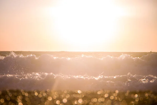 Sonnenuntergang Auf See Bokeh Weicher Fokus Selektiver Fokus — Stockfoto