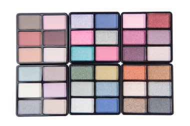 Beyaz arka planda izole edilmiş göz gölgesi koleksiyonu. Her biri ayrı ayrı çekiliyor.