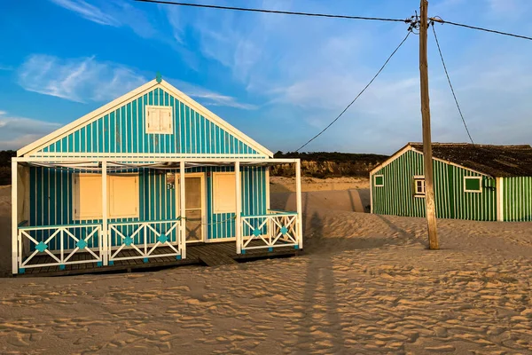 Bella Caratteristica Casa Legno Lungo Lato Spiaggia Della Costa Caparica — Foto Stock