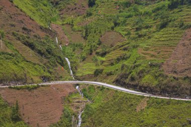 Mu Cang Chai, Sapa yakınlarında pirinç tarlası, Kuzey Vietnam, gün batımında pirinç terası, Vietnam.