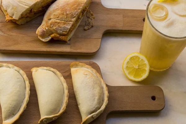 Empanadas Argentinas Tradicionales Horneadas Repostería Salada Con Carne Emparedado Carne — Foto de Stock