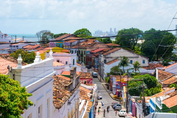 Olinda Brasil 2018 Fachadas Casas Coloridas Nas Ruas Olinda Perto — Fotografia de Stock