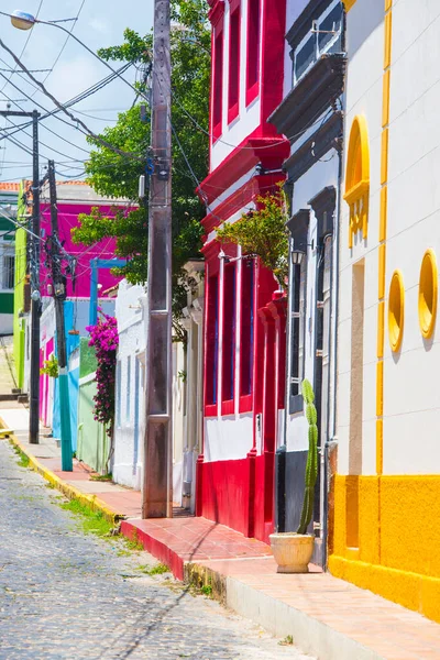 Olinda Brasil 2018 Fachadas Casas Coloridas Nas Ruas Olinda Perto — Fotografia de Stock