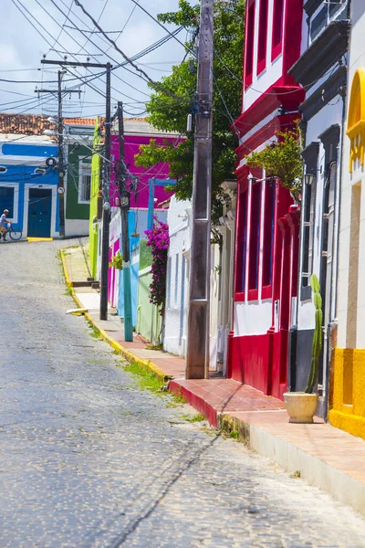 Olinda Brasil 2018 Fachadas Casas Coloridas Nas Ruas Olinda Perto — Fotografia de Stock