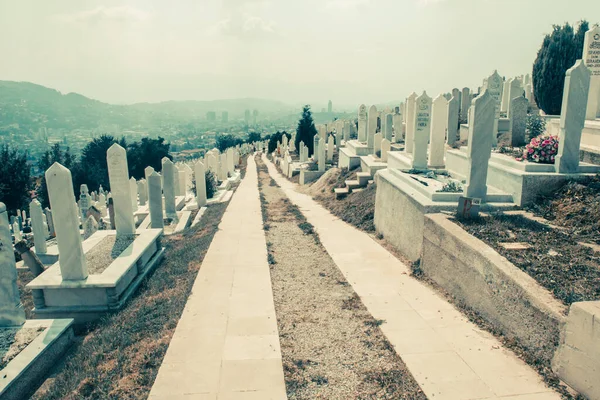 Sarajevo Bosnia Herzegovina Cemitério Muçulmano Dedicado Vítimas Guerra Bósnia Sarajevo — Fotografia de Stock