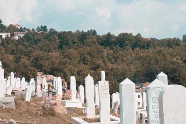 Sarajevo Bosnien Und Herzegowina Muslimischer Friedhof Für Die Opfer Des — Stockfoto