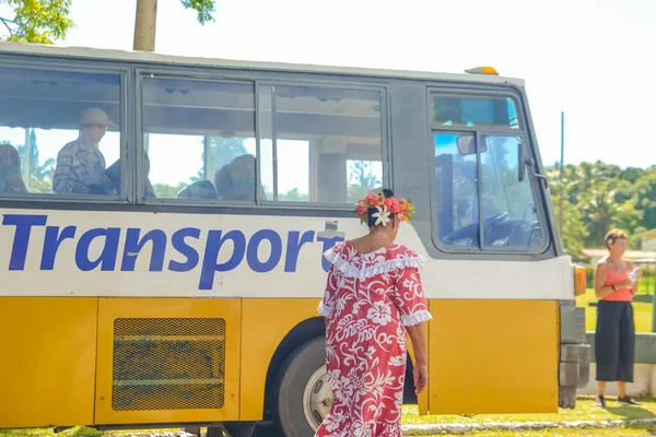 Rarotonga Île Cook Mai 2019 Vue Des Travailleurs Costume Traditionnel — Photo