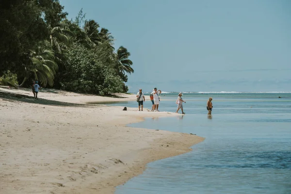 Utsikt Över Vacker Tropisk Strand Med Vit Sand Palmer Turkost — Stockfoto