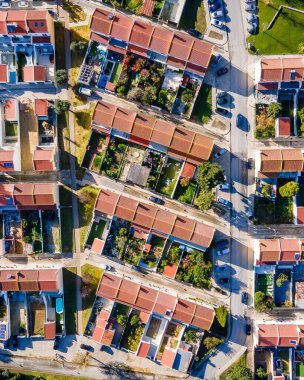 Lizbon, Portekiz 'de modern bir yerleşim bölgesinin havadan görünüşü.