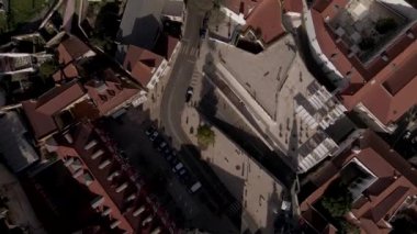 Aerial view of Alfama old district in Lisbon downtown, view of the city old town from top, Lisbon, Portugal.