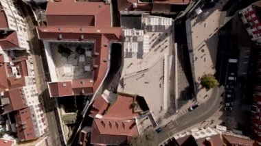 Aerial view of Alfama old district in Lisbon downtown, view of the city old town from top, Lisbon, Portugal.