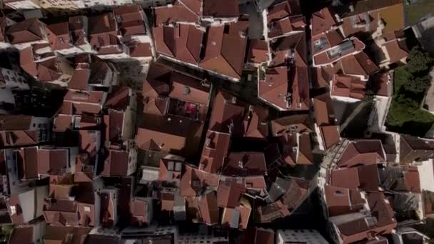 Luchtfoto Van Oude Wijk Alfama Lissabon Centrum Uitzicht Oude Stad — Stockvideo