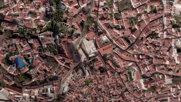 Luchtfoto Van Oude Wijk Alfama Lissabon Centrum Uitzicht Oude Stad — Stockvideo