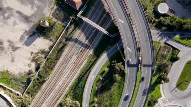 Aerial View Countryside Vasco Gama Bridge Lisbon View Highways Tagus — Stok video