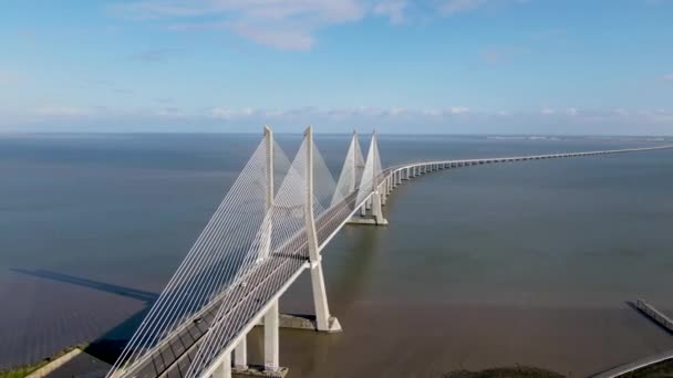 Veduta Aerea Del Ponte Vasco Gama Lisbona Portogallo Vista Dall — Video Stock