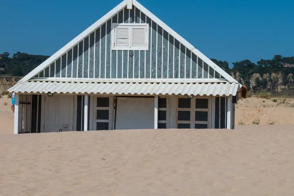 Characteristic Wooden House Beach Side Costa Caparica Lisbon Portugal — Stock Photo, Image