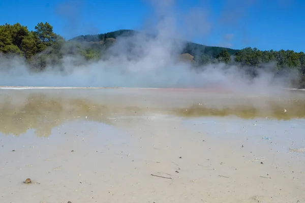 Geothermal Landscape Hot Boiling Mud Sulphur Springs Due Volcanic Activity — Stock Photo, Image
