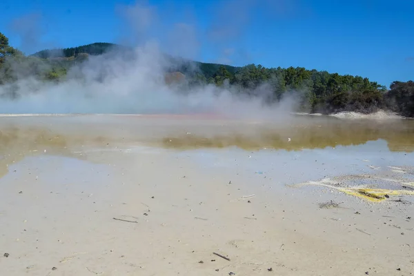 Geothermal Landscape Hot Boiling Mud Sulphur Springs Due Volcanic Activity — Stock Photo, Image