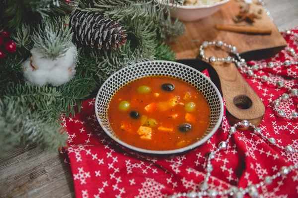Thistle,dried fruit and rice on Christmas background — Stock Image Thistle,dried fruit and rice on Christmas background Stock Image