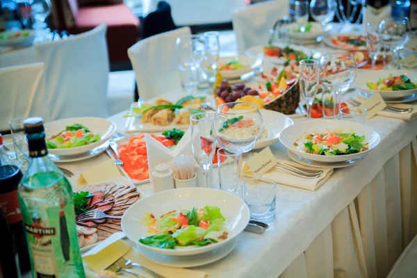 Luxury food and drinks on wedding table