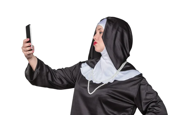 Rahibe selfie yapar — Stok fotoğraf