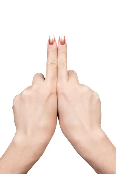 Δύο δάχτυλα Δείκτης δίπλα εμφάνιση επάνω — Φωτογραφία Αρχείου