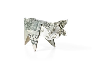 Doları origami domuz