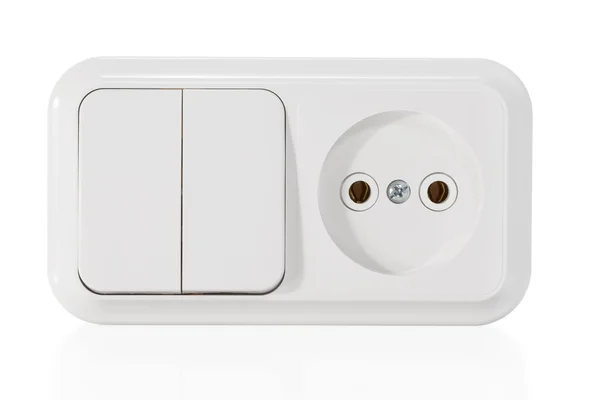 European wall outlet with switches — Stock Photo, Image