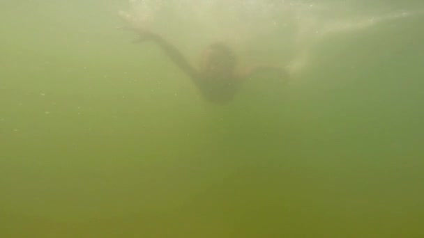 Девочка плавает в воде — стоковое видео