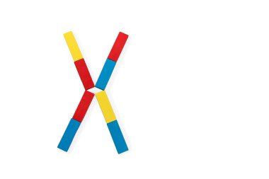 Mektup X ahşap blokları katlanmış