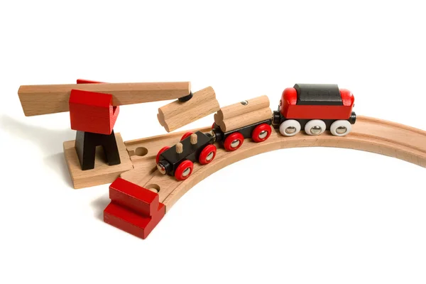 Wooden toy colored train — Stock Photo, Image