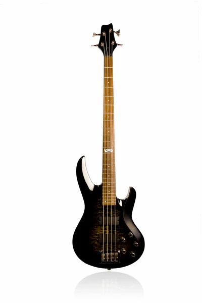 Beautiful black electric bass guitar — Stock Photo, Image
