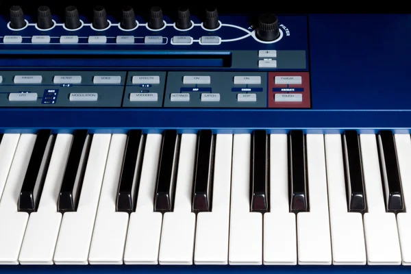 Keys blue piano synthesizer — Stock Photo, Image